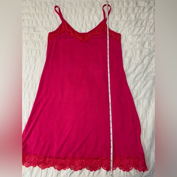 NWOT Aratta Lace-Trim Hot Pink Slip Dress with Adjustable Straps - Picture 12 of 16
